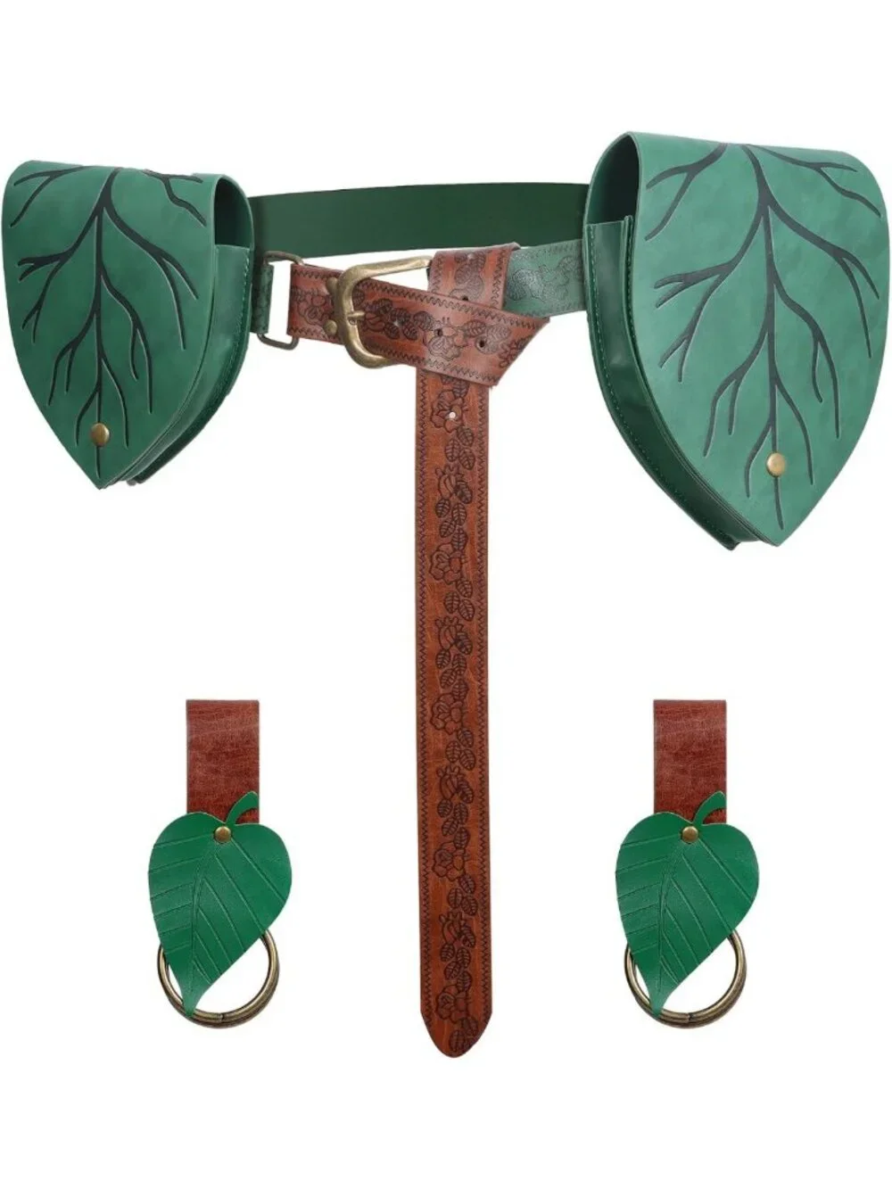 5pcs Embossed Renaissance Waist Bag Set - Stylish Belt Pouches for Festivals